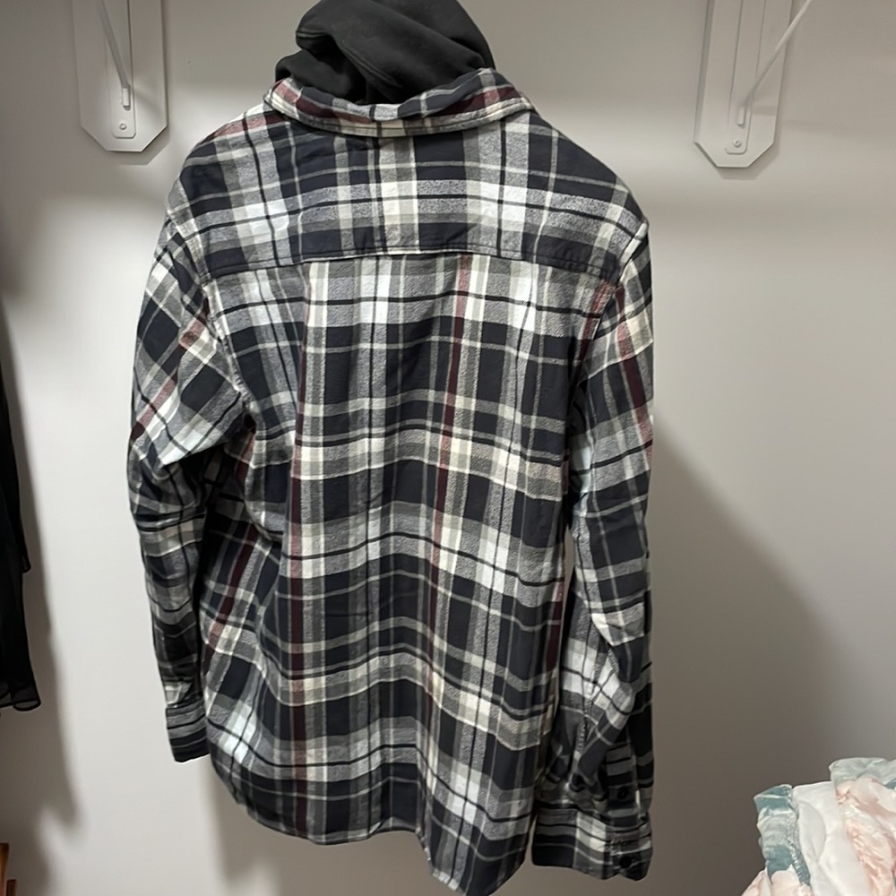 Quicksilver Gray Flannel With Draw String Hood At… - image 5